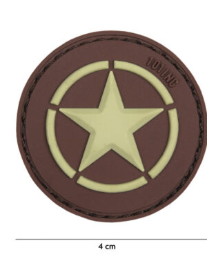 Patch 3D PVC Allied star brown #18045