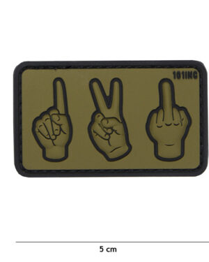 Patch 3D PVC one, two, fuck you green/black #18074