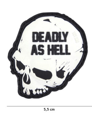 Patch 3D PVC Deadly as hell white #16016