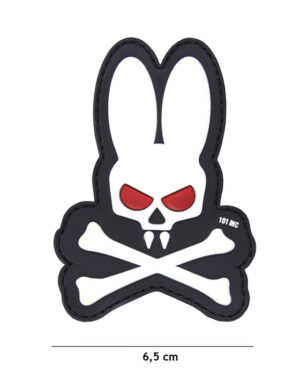 Patch 3D PVC Skull bunny white #17052