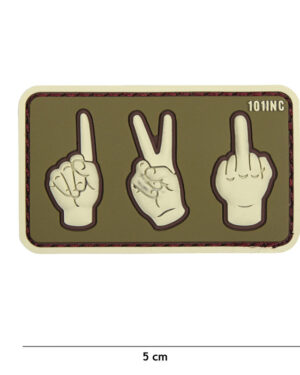 Patch 3D PVC one, two, fuck you green/sand #18078