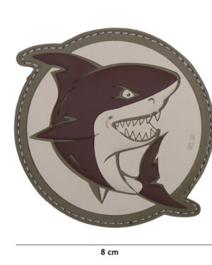 Patch 3D PVC attacking shark brown #18001