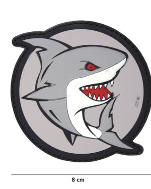 Patch 3D PVC attacking shark grey/red #17087