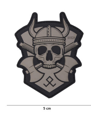 Patch 3D PVC Viking with hatchet grey #16052
