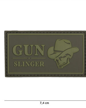 Patch 3D PVC Gun slinger skull cowboy green #16053