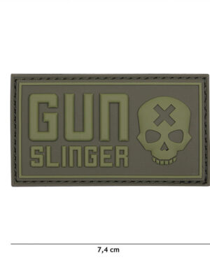 Patch 3D PVC Gun slinger skull green #17026