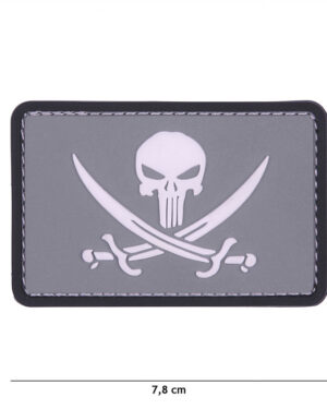 Patch 3D PVC Punisher pirate grey/white #11123
