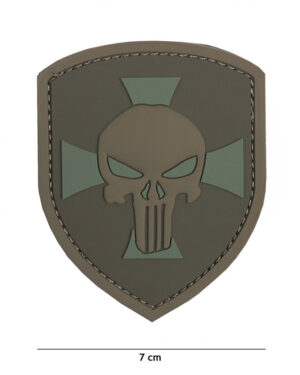 Patch 3D PVC Shield Punisher cross brown #11132