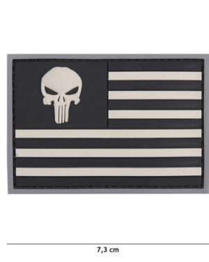 Patch 3D PVC Punisher USA flag grey/black #9083
