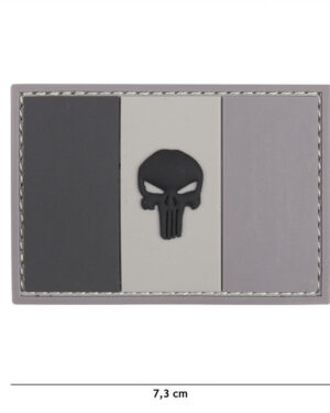 Patch 3D PVC Punisher France flag grey/black #13072