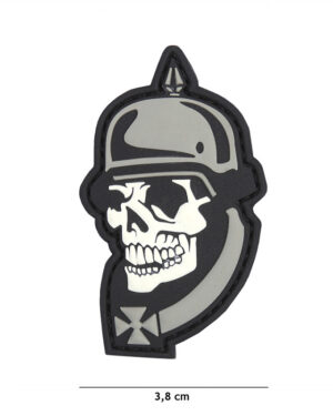 Patch 3D PVC WW I skull grey #20046