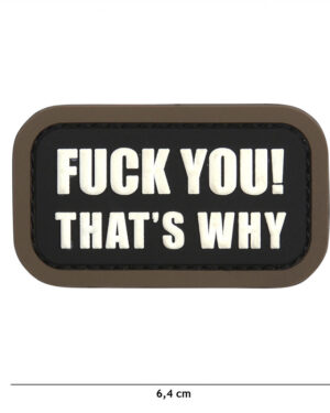 Patch 3D PVC Fuck you that's why black #11145