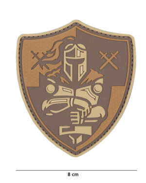 Patch 3D PVC Knight shield brown #12047