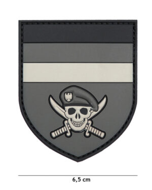 Patch 3D PVC German Commando skull grey #2067