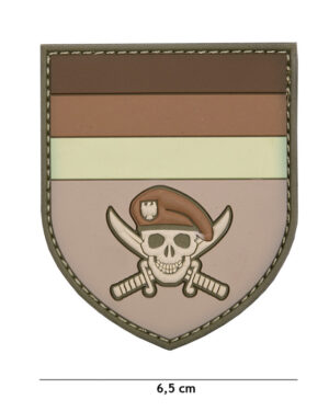 Patch 3D PVC German Commando skull brown #2096