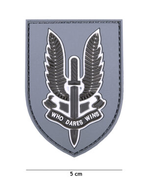 Patch 3D PVC WHO Dares Wins grey #6100