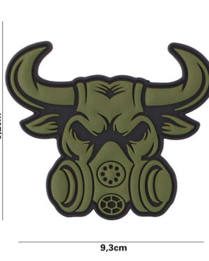 Patch 3D PVC Gasmask Bull green #3129