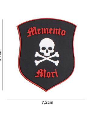 Patch 3D PVC Memento Mori shield skull black/red #6107