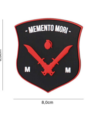 Patch 3D PVC Memeto Mori dagger black/red/white #6109