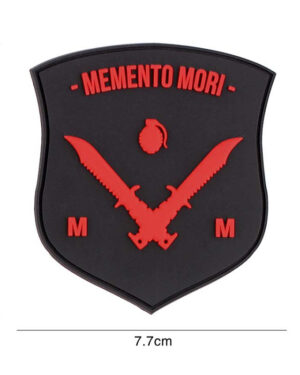 Patch 3D PVC Memento Mori shield dagger black/red #6111
