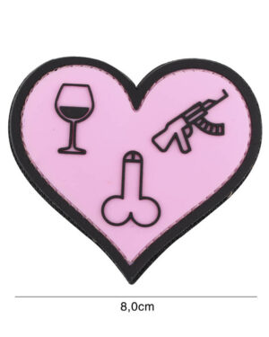Patch 3D PVC Love, wine, dicks and guns pink #7103