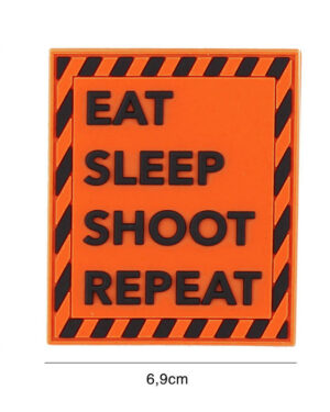 Patch 3D PVC Eat sleep shoot repeat orange #2126