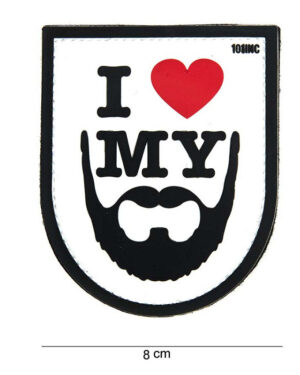 Patch 3D PVC I love my beard white #14042