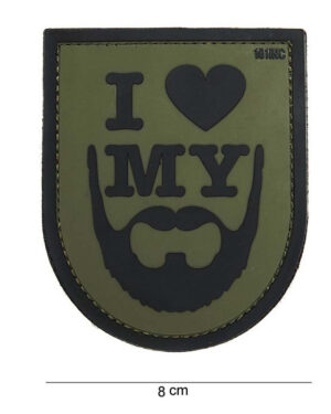 Patch 3D PVC I love my beard green #14043